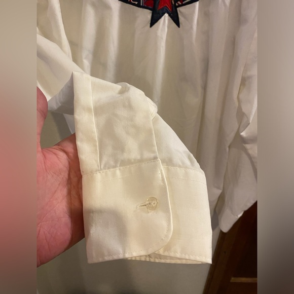Vtg CLASSIX Mens Large Long Sleeve Button Down American Flag Dress Shirt Western - Picture 4 of 8